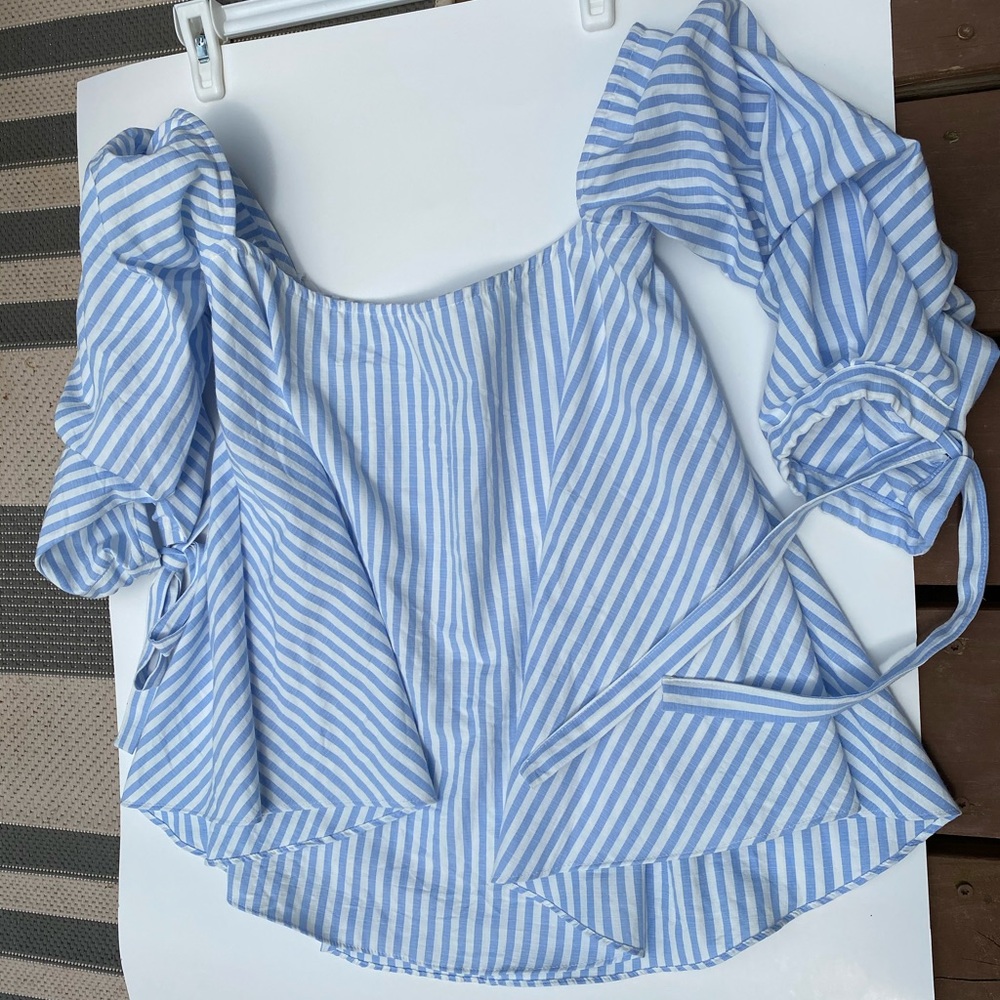 Storets Blue & White Stripe OffTheShoulder Blouse